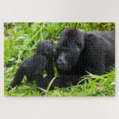 Baby Mountain Gorilla Kisses Silverback Gorilla Legpuzzel (Horizontaal)