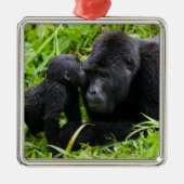 Baby Mountain Gorilla Kisses Silverback Gorilla Metalen Ornament (Voorkant)