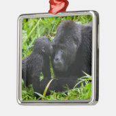 Baby Mountain Gorilla Kisses Silverback Gorilla Metalen Ornament (Links)