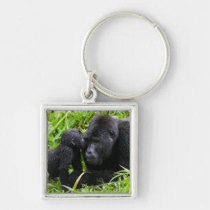 Baby Mountain Gorilla Kisses Silverback Gorilla Sleutelhanger