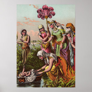 Baby Mozes in een mand Poster