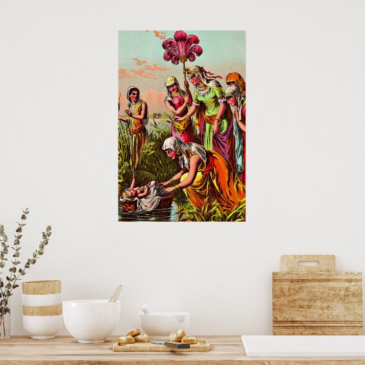 Baby Mozes op het poster van de rivier (Keuken)