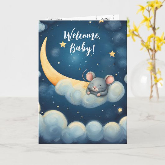 Baby Muis Slapen in een Cloud Kaart (Gele Bloem)