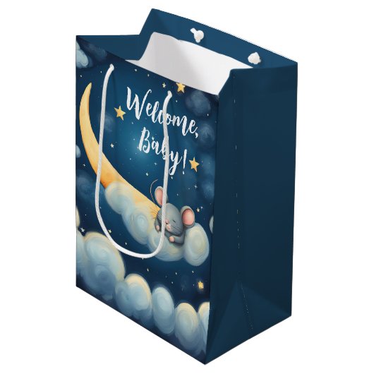 Baby Muis Slapen in een Cloud Medium Cadeauzakje (Voorkant Gekanteld)