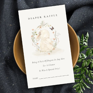 Baby Mum Bunny Floral Diaper Raffle Baby shower Informatiekaartje
