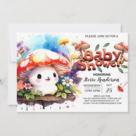 Baby Mushroom's Dreamy Expedition Baby shower Kaart (Voorkant)