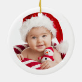 Baby My First Christmas Deer Owl Woodland Photo  Keramisch Ornament (Achterkant)