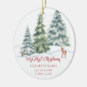 Baby My First Christmas Woodland Deer Owl Photo  Keramisch Ornament (Links)