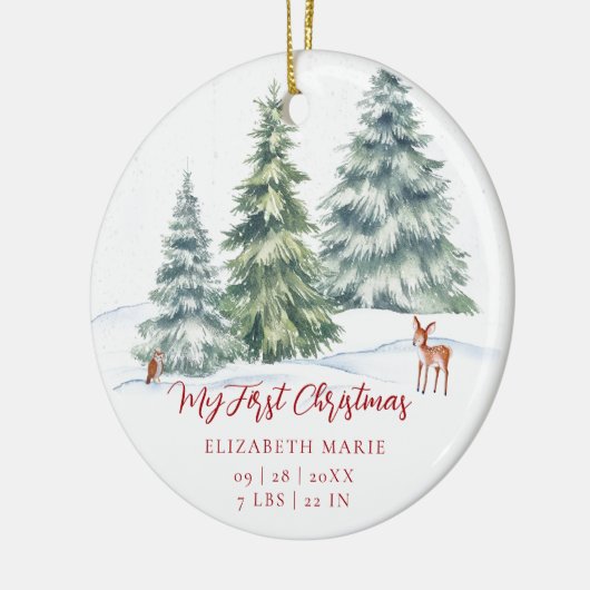 Baby My First Christmas Woodland Deer Owl Photo Keramisch Ornament (Links)