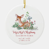 Baby My First Christmas Woodland Deer Photo  Keramisch Ornament (Voorkant)