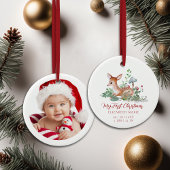 Baby My First Christmas Woodland Deer Photo  Keramisch Ornament