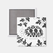 Baby Myanmarese sterschildpad magneet (bladeren bw (Voorkant / Achterkant)