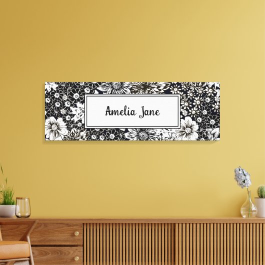 Baby Naam Aangepaste Floral Nursery Canvas Afdrukk (Insitu (Woonkamer))