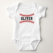 Baby Naam Baseball Pattern Romper (Voorkant)