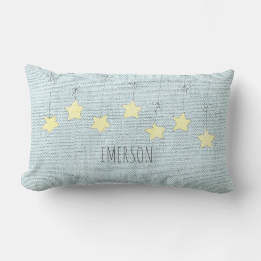 Baby Naam Birthdate Pastel Green Nursery Stars Kussen (Voorkant)