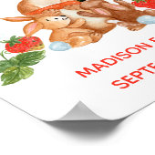 Baby Naam Birthday Baby Bunny Strawberry Nursery Poster (Hoek)