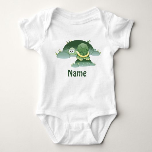 Baby Naam Cute Turtle Custom Baby Creeper Romper (Voorkant)