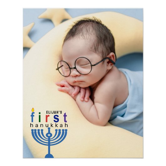 Baby Naam Eerste Chanoeka Menorah Festival Lichten Perfect Poster (Voorkant)