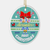 Baby Naam Eerste Kerstmis Unisex Keramisch Ornament (Rechts)