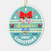 Baby Naam Eerste Kerstmis Unisex Keramisch Ornament (Links)