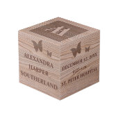 Baby Naam en geboorte Stats Keepomwille Faux Woode Kubus (Achter hoekig)