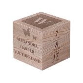 Baby Naam en geboorte Stats Keepomwille Faux Woode Kubus (Voorkant hoekig)