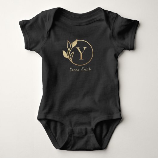 Baby Naam Floral Alphabet, Y/Initiaal Romper (Voorkant)