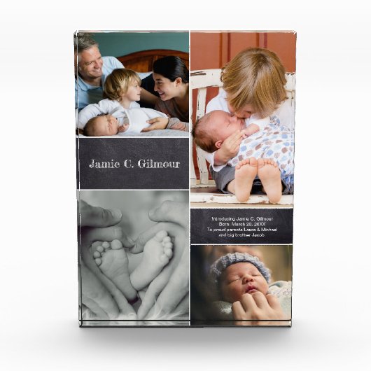 Baby Naam Foto Collage Birth Notice (Voorkant)