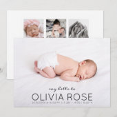 Baby Naam Foto Collage Modern Baby Birth Announce Aankondiging (Voorkant / Achterkant)