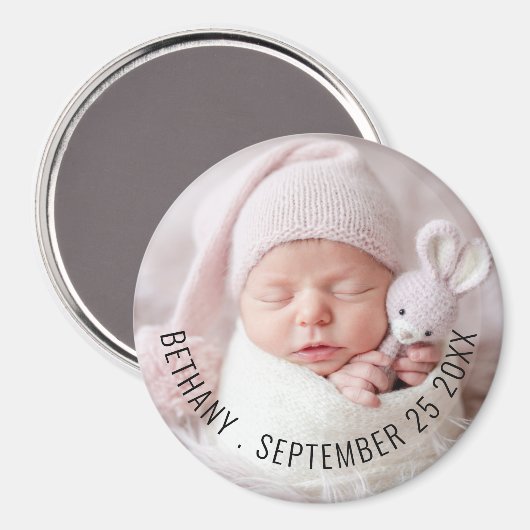 Baby Naam foto Datum geboortedatum geboortedatum Magneet (Voorkant / Achterkant)