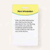 Baby Naam foto-ID identiteitskaart Badge (Achterkant)