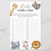 Baby Naam Game Safari Dieren Wild One Flyer (Voorkant)