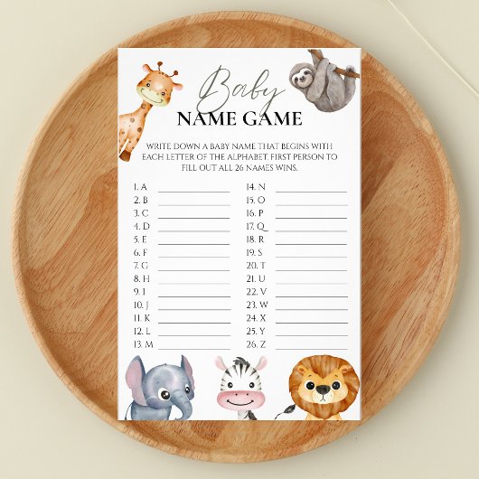 Baby Naam Game Safari Dieren Wild One Flyer