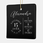 Baby Naam & geboorte Stats Foto Black Keepomwille Keramisch Ornament (Links)