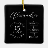 Baby Naam & geboorte Stats Foto Black Keepomwille Keramisch Ornament (Voorkant)