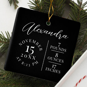Baby Naam & geboorte Stats Foto Black Keepomwille Keramisch Ornament