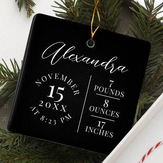 Baby Naam & geboorte Stats Foto Black Keepomwille Keramisch Ornament