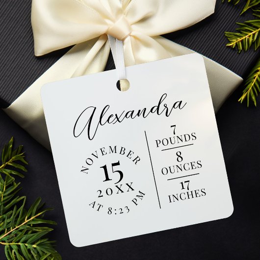 Baby Naam & geboorte Stats Foto White Keepomwille Keramisch Ornament