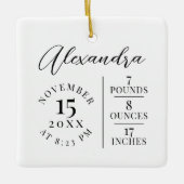 Baby Naam & geboorte Stats Foto White Keepomwille Keramisch Ornament (Voorkant)