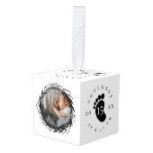 Baby Naam & geboorte Stats Voetafdruk & foto Wreat Decoratie (Voorkant hoekig)