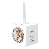 Baby Naam & geboorte Stats Voetafdruk & foto Wreat Decoratie (Achter hoekig)