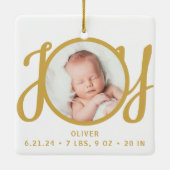 Baby Naam Geboortestatistieken Foto Keepsake Keramisch Ornament (Achterkant)