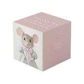 Baby Naam & Geboortestatus Aangepaste Foto Roze Kubus (Achter hoekig)