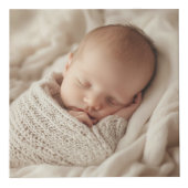 Baby Naam & Geboortestatus Aangepaste Foto Roze Kubus (Voorkant)