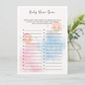 Baby Naam Geslacht Onthullen Party Game Kaart (Staand voorkant)
