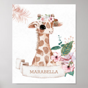 *~* Baby Naam Giraffe Meisje Oerwoud Nursery Poster