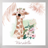 *~* Baby Naam Giraffe Roze Goud Meisje Jungle Zoet Poster (Voorkant)