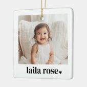 Baby naam hartfoto keramisch ornament (Links)