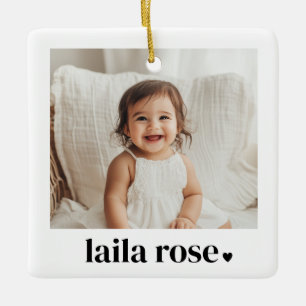 Baby naam hartfoto keramisch ornament