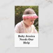 Baby Naam heeft onze hulp nodig Doneer QR code Kaa Visitekaartje (Voorkant)